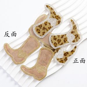 Kişiselleştirilmiş özel ayakkabılar çizmeler aplikler yama Glitter Rhinestone Leopard Boot nakış demir on yamalar için giysi çanta şapkalar - Product Image 6