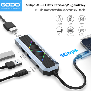 Adaptateur multiport GODO <span class=keywords><strong>RGB</strong></span> 4 en 1 100W Power Delivery 4K HDMI double USB 3.0, station d'accueil USB C pour ordinateur portable - Product Image 4