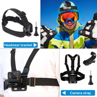 Kit d'accessoires de fixation pour caméra d'action : Bandeau, Sangle de poitrine, Perche à selfie pour GoPro Hero 13 12 11 10 9 DJI Osmo Insta360 X5 X4