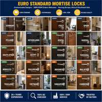 Corps de serrure à mortaise antivol à cylindre profil européen, Grade 2 ANSI, Garantie 5 ans, Nickelé, Quincaillerie de haute qualité pour