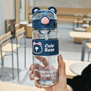 Gobelets portables pour enfants au design mignon d'animaux avec paille, bouteille d'eau anti-chute pour enfants, tasses de voyage - Product Image 4
