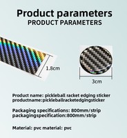 Bande de protection de bord lumineuse pour raquette de pickleball, nouveau style, avec cadre décoratif laser, 18x800mm
