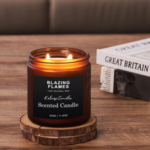 KLS Custom Luxury Private Label Glass Jars With Lid 2 Wick <strong>Candle</strong> Gift Home Decor Natural Soy Wax Lavender <strong>Citrus</strong> Scented <strong>Candle</strong> - Product Image 6