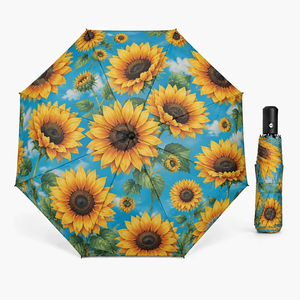 <span class=keywords><strong>Parapluie</strong></span> <span class=keywords><strong>automatique</strong></span> pliable à 8 baleines renforcées, résistant au vent, avec revêtement anti-UV en colle noire interne et impression couleur - Product Image 2