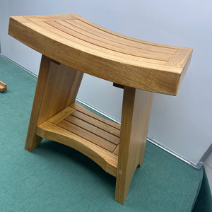 Tabouret <span class=keywords><strong>de</strong></span> douche en teck <span class=keywords><strong>de</strong></span> qualité supérieure avec siège incurvé-Banc <span class=keywords><strong>de</strong></span> <span class=keywords><strong>salle</strong></span> <span class=keywords><strong>de</strong></span> <span class=keywords><strong>bain</strong></span> durable pour spa et usage domestique, grain <span class=keywords><strong>de</strong></span> bois naturel, conception robuste à 4 pieds - Product Image 2