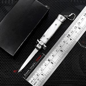 Mini navaja de bolsillo táctica con hoja de acero inoxidable 420 y mango de resina para acampar, caza, herramienta EDC OEM personalizable - Product Image 6