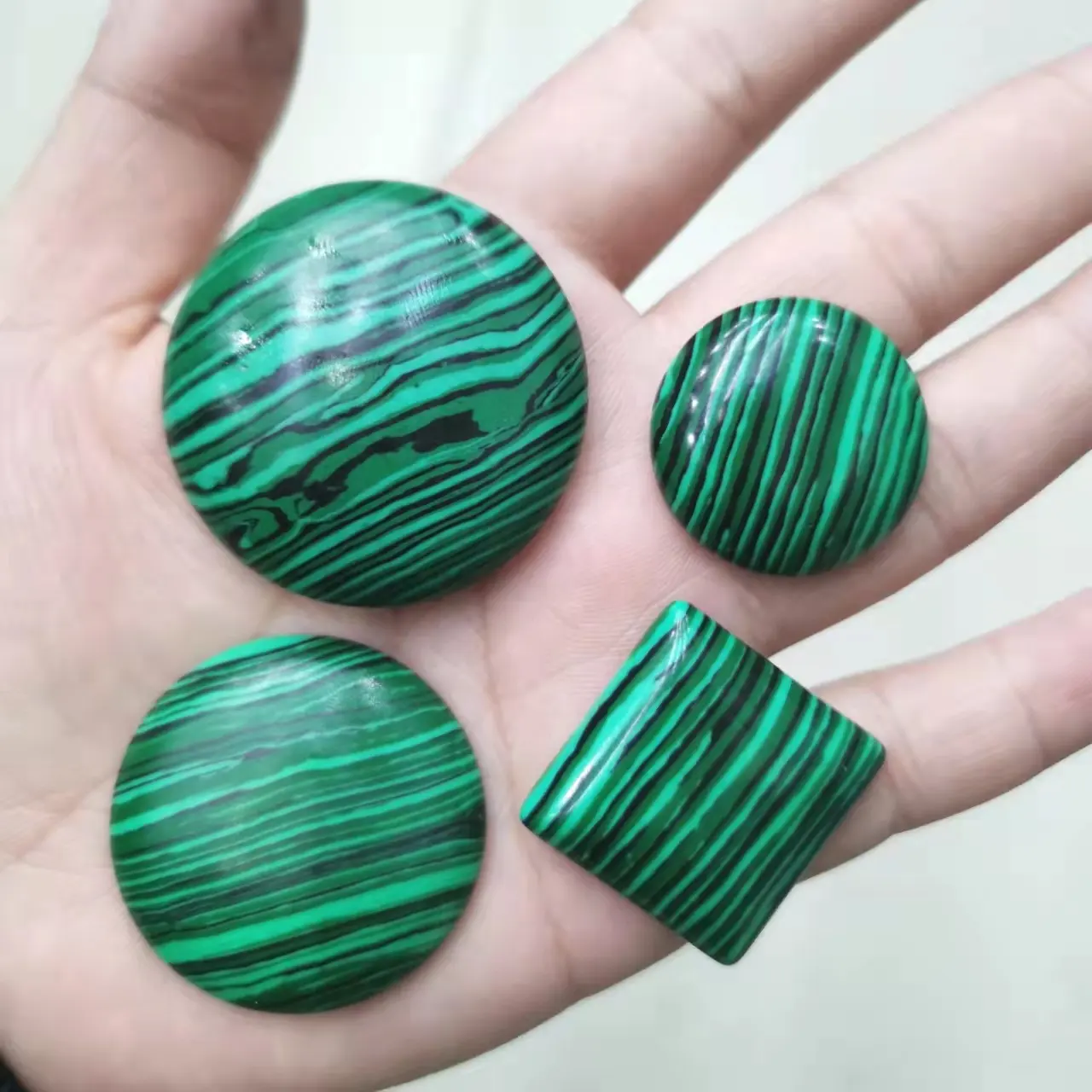 12mm Pair Marble Look Emerald Pattern Round Cabochon DIY Jewelry