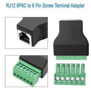 Connecteur RJ12 femelle <span class=keywords><strong>vers</strong></span> bornier à vis 6 broches, adaptateur Ethernet RJ12 6P6C pour câble téléphonique audio - Product Image 6