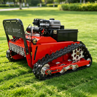 Mesin Pemotong Rumput Y Blade Flail 180mm Remote Control Bensin 4-Tak Mini Crawler Tracked Robot Pemotong Rumput Lereng