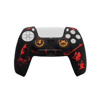 Coque de protection en silicone épaisse à motif thème gaming pour manette PS5, anti-transpiration, coque souple + 2 capuchons pour joysticks