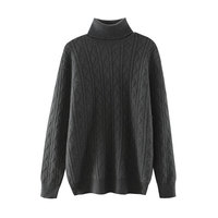 Pull à col roulé pour homme en cachemire 100% fait main, chaud et doux, motif géométrique, tricot torsadé, ourlet côtelé