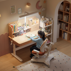 <span class=keywords><strong>Escritorio</strong></span> Infantil Rectangular de Madera Maciza con Diseño Nórdico y Juego de Silla con Altura Ajustable y Luz de Protección Ocular - Product Image 5