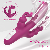 Vibrateur Lapin 3-en-1 à Succion Linguale, Masseur Piqueur, Godemiché Stimulateur Clitoridien en Silicone, Jouet Sexuel Point G pour Femme - Meilleures Ventes
