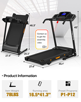 Tapis roulant électrique pliable pour usage domestique avec inclinaison manuelle, haut-parleur Bluetooth et contrôle via l'application Fitshow