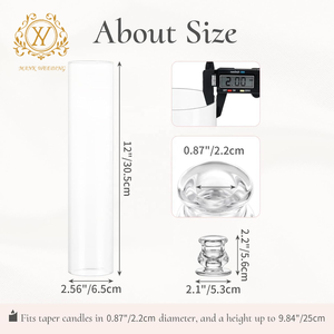 Candelabros de vidrio transparente Hurricane, candelabro cilíndrico a prueba de viento de una sola cabeza para centros de mesa de boda, Decoración de mesa - Product Image 5