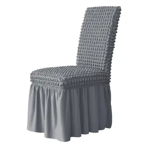 Nordic Rattan Skirt Jacquard Chair Cover Plain Banquet Hotel Party Wedding Chair Cover for All Seasons Good Sales Arm Chair Use