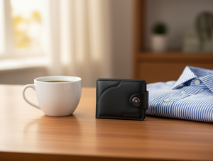 Portafoglio da Uomo in Pelle con Bottone Singolo MHT-180321 Set Regalo alla Moda - Product Image 2