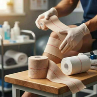 Bande adhésive élastique en coton HEAB de 7,5 cm pour le sport, avec crochet pour le pouce, pour les poignées, les bandages de poignet, l'haltérophilie, le fitness et la protection des genoux