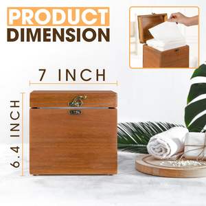 Acacia Box 50 Load Capacity <b>Wooden</b> Container Face Towelettes Bathroom Counter <b>Storage</b> Stone <b>Bin</b> - Product Image 2