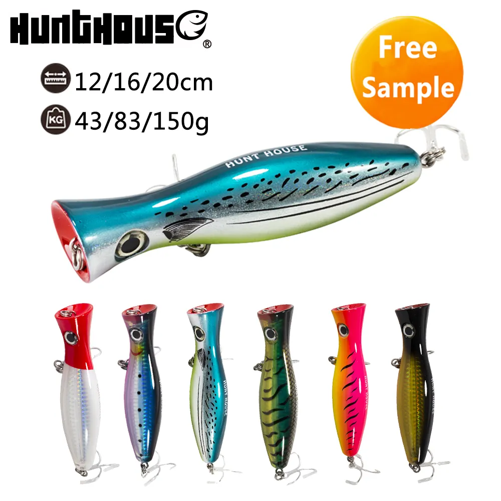 hunt house saltwater fishing lure120mm 160mm 200mm oem topwater hard popper lerrue lure popper