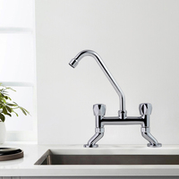 Robinet de cuisine commercial moderne à double poignée, robinet en céramique en laiton, purificateur à montage sur pont, robinets de lavabo à large échelle de 8 pouces
