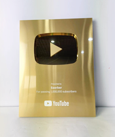 Botón de Aluminio para YouTube con Gráficos Impresos UV, Trofeos Metálicos, Excelente Reconocimiento y Aprobación, Venta al Por Mayor