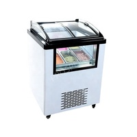 Congélateur compact commercial à refroidissement direct, 2 portes, vitrine à gelato avec fenêtre latérale visible, petit congélateur à crème glacée pour pâtisserie, mini-marché
