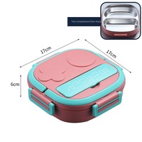 Boîte à lunch bento en acier inoxydable avec couverts pour enfants, boîte à lunch en acier inoxydable avec 2 ou 3 compartiments carrés
