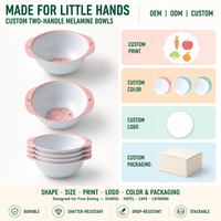 Assiette en mélamine sans BPA de 5,75 pouces à double poignée pour enfants, idéale pour les repas quotidiens à la maison et à l'école – Fabrication OEM/ODM sur mesure