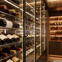 Vinoteca Personalizada de Lujo, Gabinete Termostático Abierto de Acero Inoxidable con Iluminación LED para Uso Residencial/Comercial