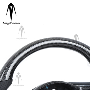 Volant sport en fibre de carbone perforé en cuir Megalomania pour modèles <span class=keywords><strong>Jaguar</strong></span> 2017- (XF/XFL/XEL/<span class=keywords><strong>E</strong></span>-PACE/F-<span class=keywords><strong>TYPE</strong></span>/F-PACE) - Product Image 2