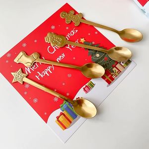 Stainless Steel <b>Christmas</b> Spoon Coffee Spoons Gingerbread <b>Man</b> Spoon Sets Creative Handle Teaspoons for <b>Christmas</b> Gifts - Product Image 3