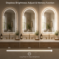 Miroir de Maquillage Mural LED Dimmable Anti-buée à 3 Couleurs avec Interrupteur Tactile, Fabrication Directe Usine, pour Salle de Bain, Forme Arche