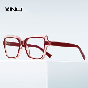 XINLIUnique Designer 2215 แว่นตาทรงสี่เหลี่ยมสำหรับผู้หญิง สองสี พร้อมเลนส์สายตา วินเทจ กรอบป้องกันแสงสีฟ้า สำหรับใส่ทุกวัน แบบเต็มกรอบ - Product Image 1