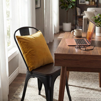 Chaises de salle à manger en métal avec assise en bois, utilisation intérieure et extérieure, empilables, chaises de bistrot chic pour café, chaises latérales en métal