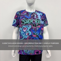 Camiseta Personalizada 100% Algodón con Estampado Gráfico DTG en Toda la Superficie, Estampado Frontal y Trasero, Estilo Psicodélico, Streetwear
