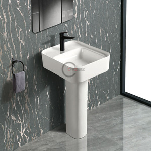 ซัพพลายเออร์อ่างล้างมือแบบตั้งพื้นมาตรฐานที่ดีที่สุด อ่างล้างมือเซรามิกแบบมีฐานรองรับน้ำไหลต่ำ พร้อม WaterSense และการรับรองมาตรฐาน CE - Product Image 4