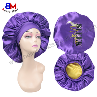 Logo personnalisé Bonnets pour cheveux tachés de soie avec large bande Bande souple Bonnet de bain beauté doux Bonnet de nuit en satin pour le sommeil