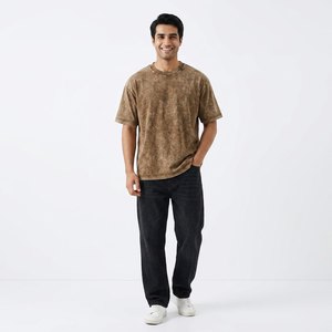Regular Fit Casual Vintage Solid Eco-Friendly Short Sleeve Fashion Clothing Heavyweight 230g Polyester/Cotton Front Silk Screen - Product Image 1