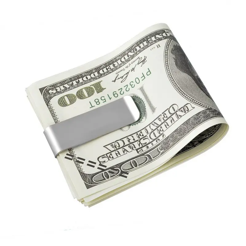 Pastikan uang Anda bagian cap logam baja nirkarat klip uang perak untuk pria wanita dengan penjepit uang tunai dompet pemegang