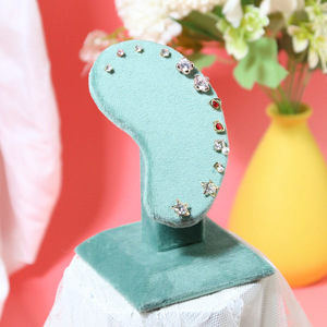 Factory Direct Green Velvet <strong>Earrings</strong> Display Stand Ear Shape Jewelry Storage <strong>Holder</strong> 6 Pairs <strong>Earrings</strong> Stud Storage Display - Product Image 5