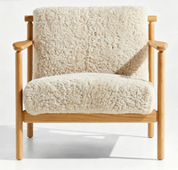 Fauteuil d'appoint moderne en bois massif avec coussin en lin doux pour salon, hôtel et villa