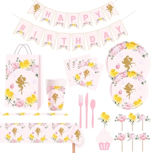 DAMAI - Juego de Vajilla de Papel Desechable para Fiestas de Cumpleaños, Platos de Papel Desechables - Product Image 1