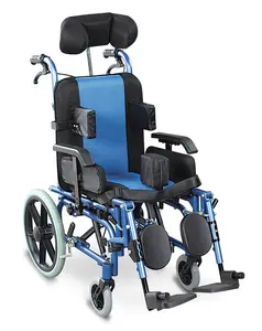 Foldable CP Wheelchair with PU wheels and desk