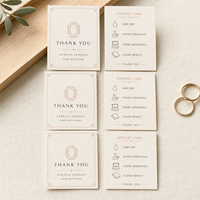 Carte d'instructions de soin pour bijoux de luxe personnalisés, en papier texturé, double face, pour emballage de marque de bijoux