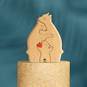 Gravure gratuite, puzzle en bois personnalisé avec la famille d'ours, cadeau de Noël ou d'anniversaire, sculpture du nom de la famille, 2 à 7 noms, décoration de bureau - Product Image 3