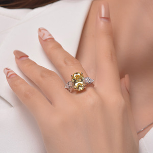 Anello in argento Sterling S925 con zircone a 5 carati rosa diamante ad alto tenore di carbonio 10-14 anello gioielli da sposa per feste - Product Image 6