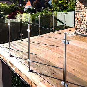 Rampe <span class=keywords><strong>de</strong></span> balcon en acier inoxydable ZD Glass avec <span class=keywords><strong>main</strong></span> <span class=keywords><strong>courante</strong></span> au sol moderne, garantie <span class=keywords><strong>de</strong></span> 5 ans, installation facile pour une utilisation intérieure/extérieure - Product Image 1