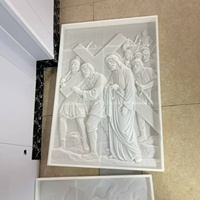 Sculpture en relief de Jésus-Christ en marbre blanc, sculptée à la main, décoration murale chrétienne pour église, panneau d'art religieux pour cathédrale