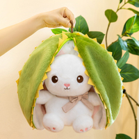 Peluche Lapin Fruité Créatif Deux-en-un, Mignon Lapin Transformable avec Fermeture Éclair, Jouet en Peluche Doux pour Commande en Gros